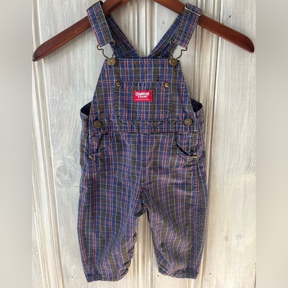 OshKosh B'gosh Other - Vintage OshKosh B'gosh Multicolor Plaid Overalls 18months leg snap closure
